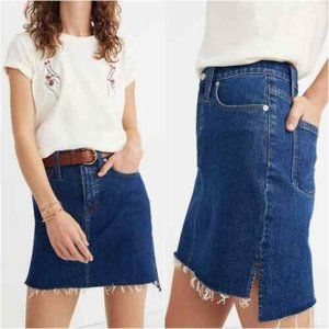 NWT Madewell Stretch Denim Straight Mini Skirt: Step-Hem Edition Sz 25